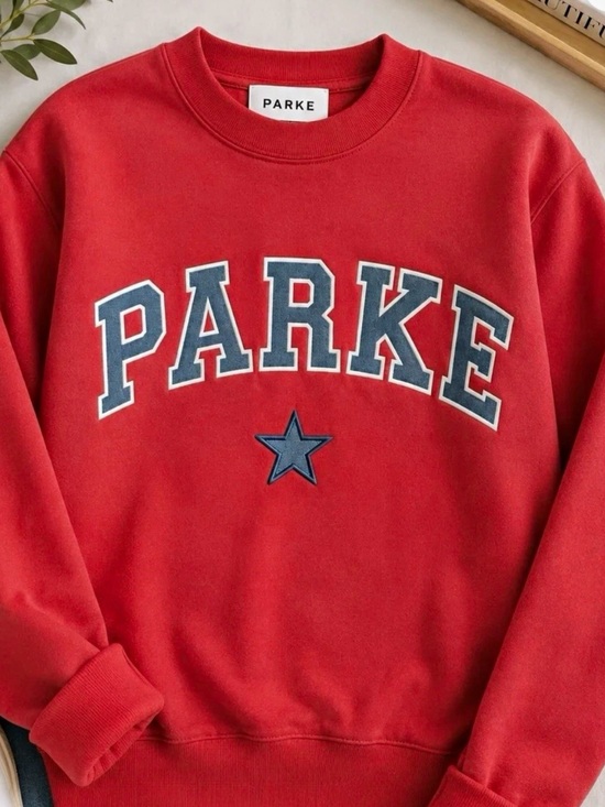 Parke Sweaters - Parke Vintage Star Varsity Red Mockneck SAIL Heritage Sweatshirt S/M Rare NWT